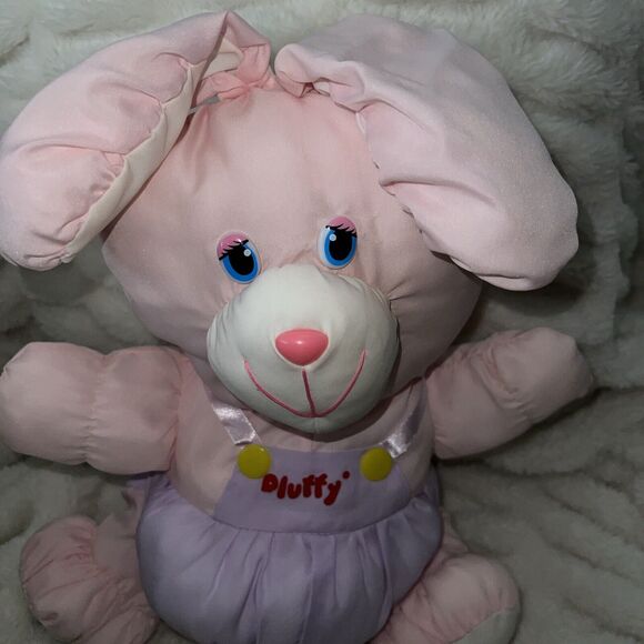VTG PLUFFY Let's Cuddle Pink Bunny Plush Nylon Puffalump RARE Rabbit - Picture 3 of 9